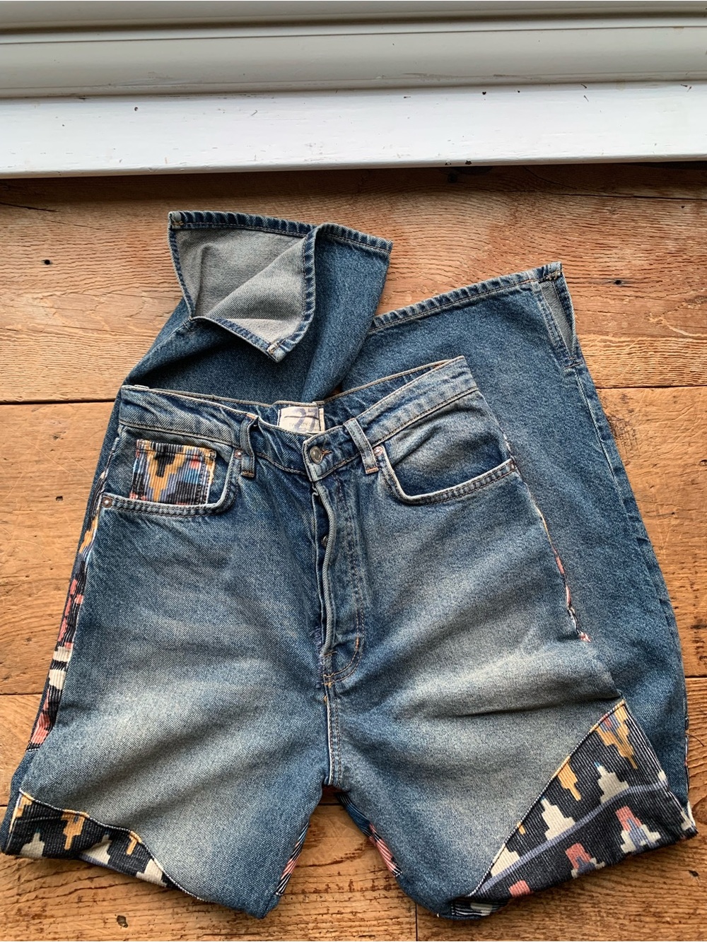 Free People Rocky Mountain Aztec Western Jeans Size 27 - Flawed